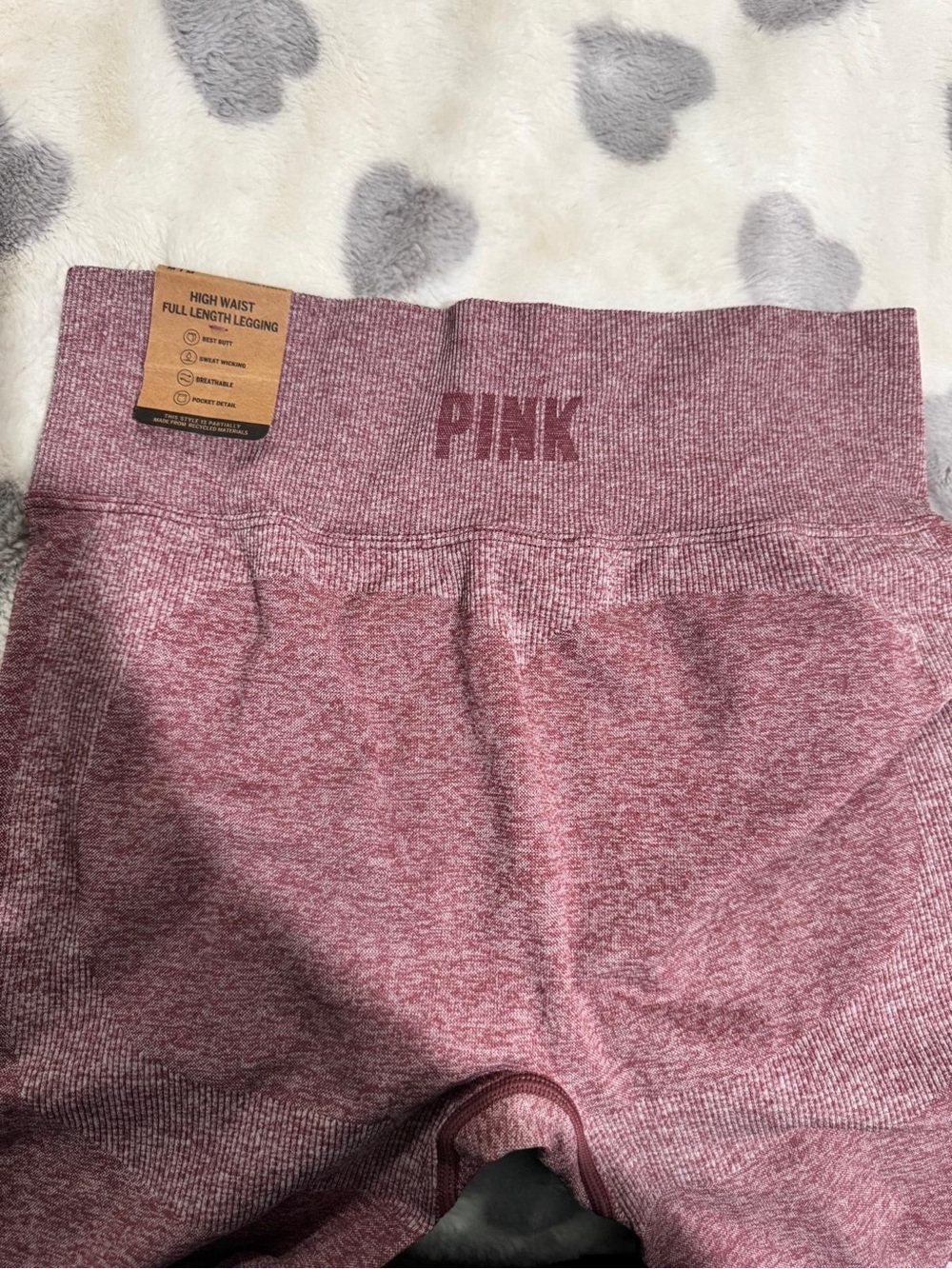 PINK Victoria's Secret Mauve Maroon High-Waist Seam Leggings - Picture 3 of 6